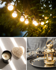 Candle, fairy lights