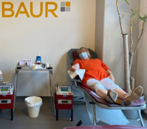 Doris Bergmann bei der diesjährigen Blutspende